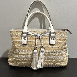PATRICIA NASH Angela Ebbe Woven Beige White Shoulder Bag **MISSING STRAPS
